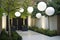 modern garden with sleek and minimalist lanterns and contemporary lighting