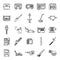 Modern gasoline tools icons set, outline style