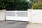 Modern gate in white aluminum with blades of suburbs house