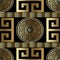 Modern geometric greek seamless pattern. Vector gold meander background. 3d wallpaper with greek key ornament. Ornate fabric