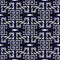Modern geometric meander seamless pattern. Dark blue background