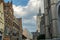 The modern Ghent Market Hall, a large open canopy construction  in the historic center of Ghent, Belgium