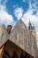 The modern Ghent Market Hall, a large open canopy construction  in the historic center of Ghent, Belgium