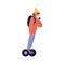 Modern girl riding electric gyroscoote. Trendy young woman driving eco friendly personal self balancing transport