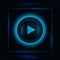 Modern glowing blue light play button icon