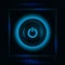 Modern glowing blue light power button icon