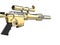 Modern golden sniper rifle - closeup shot