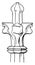 Modern Gothic Finial,  three dimensional cross, vintage engraving