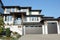 Modern Grand Front Elevation Gray Home House Residence Exterior Custom Siding Gable Details