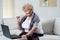Modern grandma talking on the skype