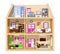 Modern graphic cute house in cut. Detailed colorful vector house interior. Stylish rooms with furniture. House inside.