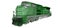 Modern green diesel railway locomotive with great power and strength for moving long and heavy railroad train. 3d rendering