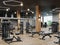 Modern gym interior with sport and fitness equipment, fitness center interior, interior of crossfit and workout gym, 3d rendering