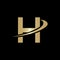 Modern H Logo Design based alphabet business logotype gold color and black background .