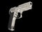 Modern hand gun - polished chrome and steel with black rubber grip