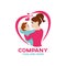 Modern happiness mother and child logo