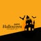 Modern happy halloween haunted house with flying bats background
