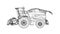 Modern harvester on a white background. Abstract Creative vector lines connected to points