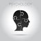 Modern head puzzle logo of Psychology. Profile Human. Creative style. Logotype in vector.