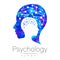 Modern head sign logo of Psychology. Profile Human. Logotype. Creative style. Symbol in . Design concept. Brand company