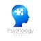 Modern head sign of Psychology. Puzzle. Profile Human. Creative style. Symbol in vector. Design concept. Brand company