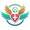 A modern health care logo featuring a heart with wings and a cross on it, Modern Health Care Medical Logo