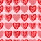 Modern hearts on pink background seamless pattern