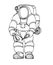 Modern heavy deep water diver suit with spotlight, manipulator and jetpack