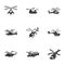 Modern helicopter icon set, simple style