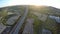 Modern high-speed highway passing through farming fields, amazing landscape