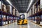 Modern high tech innovative warehouse logistics displayed through automation, robotics and artificial intelligence