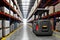 Modern high tech innovative warehouse logistics displayed through automation, robotics and artificial intelligence