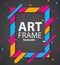 Modern hipsters frame for text. Dynamic geometric frame on black background. Business cards, invitations, gift cards