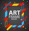 Modern hipsters frame for text. Dynamic geometric frame on black background. Business cards, invitations, gift cards
