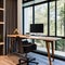 A modern home office with a minimalist desk, a comfortable ergonomic chair, and plenty of natural light3, Generative AI
