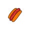 Modern hotdog logo design. hot dog with mustard