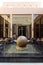 Modern hotel outdoor reception area with Marble sphere on the pool at Abu Dhabi, UAE