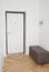 Modern house entrance metal door, corridor interior with  smart house system