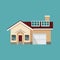 Modern house garage solar panel eco