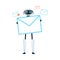 Modern Humanoid or Robotic Device with Iron Limbs Holding Letter Envelope Vector Illustration