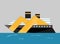 Modern icon of cruise liner. Ship at sea, travel, water transport, boat and vessel. Jpeg