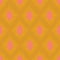 Modern Ikat seamless vector pattern gold yellow pink. Abstract rhombus shapes repeating background.