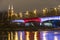 Modern illuminated bridge in Warsaw - capital of Poland.