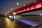 Modern illuminated bridge in Warsaw - capital of Poland.