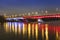 Modern illuminated bridge in Warsaw - capital of Poland.