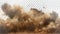 This modern illustration depicts a sandstorm in the desert, a brown dusty cloud or dry sand flying with a gust of wind