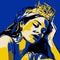 Modern Impressionism: A Pensive Woman In A Crown - Post-pop Art Illustration