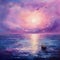 Modern Impressionism: Violet Romanticism Seascape Abstract Painting For Sale