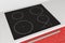 Modern Induction Cooktop Stove with Red Kitchen Furniture. 3d Rendering