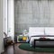 Modern industrial bedroom interior design with white bed and dirty concrete wall